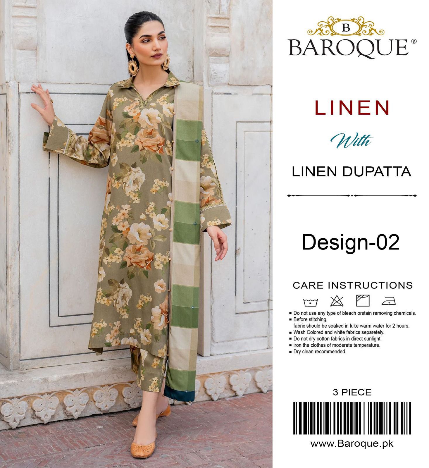 Baroque Digital Printed Linen-3PC